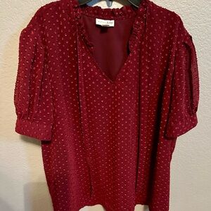 Maison Jules Red Puff Sleeve Blouse XL